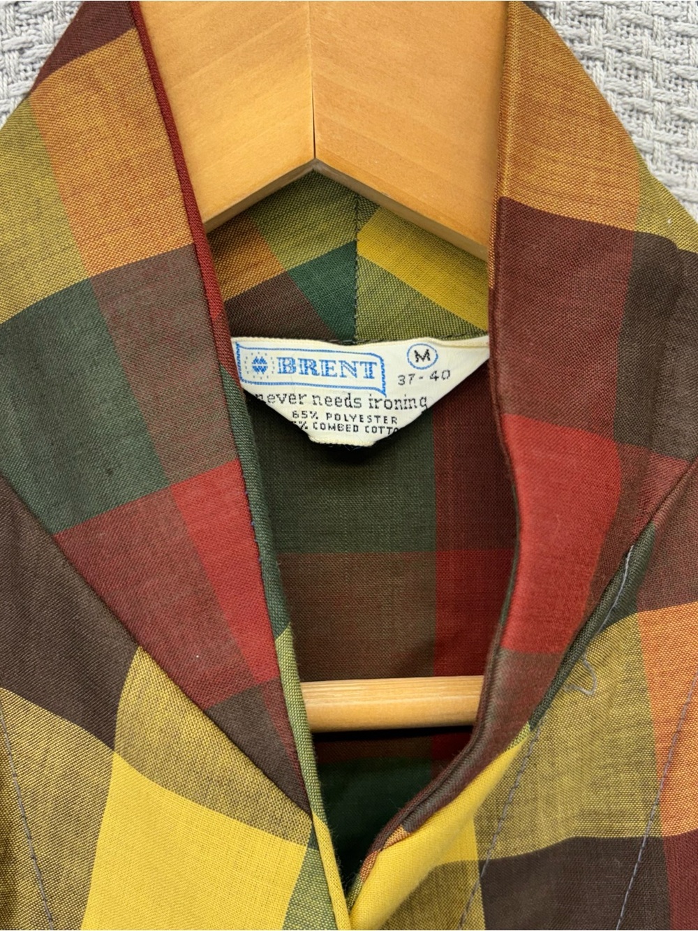 Men's Plaid Long Coat in Red, Yellow & Green - Picture 7 of 11